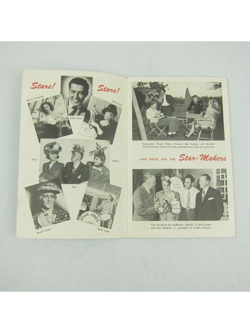 Vintage 1946 Tom Breneman Peeks Magazine Behind Scenes Breakfast in Hollywood